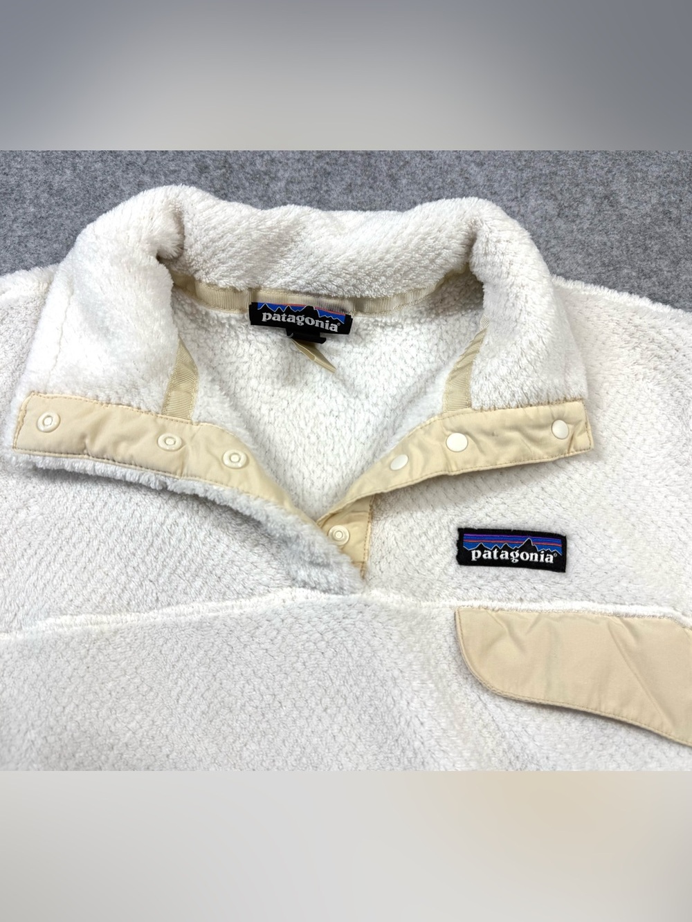 Patagonia Synchilla Women’s Cream Snap-Front Fleece Pullover Medium Hiking Med - Picture 3 of 10